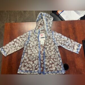 Size 2T girls see through Raincoat rain jacket Carter’s Clear and Daisy flower